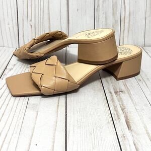 Vince Camuto Semtera Woven-Strap Nude Sandal Mule Heels Size 8M